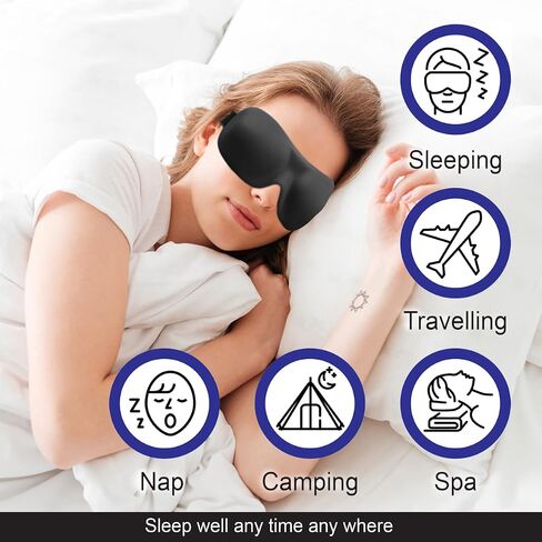 Drift To Sleep Contoured Sleep Mask - Adjustable Strap with Buckle Lock for Comfortable Light Blocking - Includes Travel Pouch - Black in Saudi Arabia