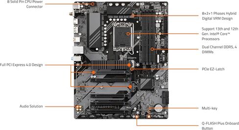 GIGABYTE B760 DS3H AX (rev. 1.x) LGA 1700 Intel B760 ATX Motherboard with DDR5, 2* M.2, PCIe 4.0, USB 3.2 Gen 2 Type-C, WiFi 6E Realtek GbE LAN, Q-Flash Plus, PCIe EZ-Latch in Saudi Arabia
