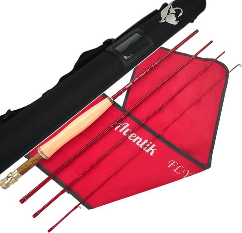 Aventik S-Glass Fly Fishing Rod, 6-8ft 1/2/3/4/5/8wt Ultra Light Classic Medium Fast Action Super Fiberglass Fly Rods in Red,Orange,Brown,Yellow,Green with Carrying Case in Saudi Arabia