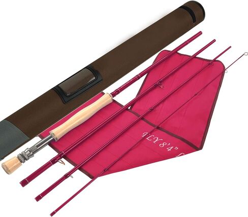 Aventik S-Glass Fly Fishing Rod, 6-8ft 1/2/3/4/5/8wt Ultra Light Classic Medium Fast Action Super Fiberglass Fly Rods in Red,Orange,Brown,Yellow,Green with Carrying Case in Saudi Arabia