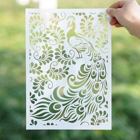 قالب استنسل الطاووس المزخرف DIY للرسم على الجدران وحرف الأثاث (الطاووس) in Kuwait