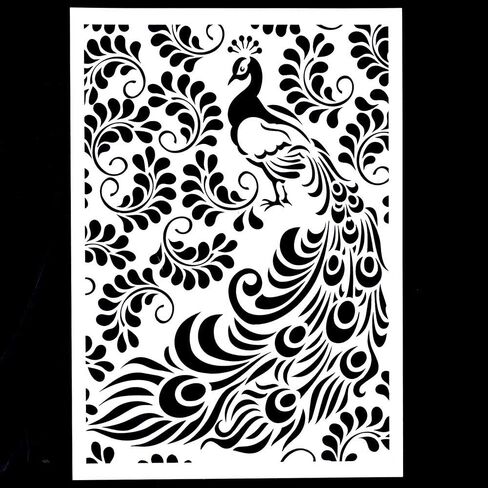 قالب استنسل الطاووس المزخرف DIY للرسم على الجدران وحرف الأثاث (الطاووس) in Kuwait