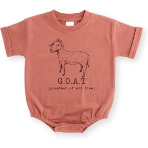 GOAT Baby Romper, Greatest of All Time Goat Baby Bodysuit | 100% cotton, printed in California, shipped from USA, Soft breathable fabric, machine washable in Kuwait