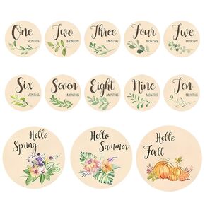 Wooden Monthly Baby Milestone Cards First Year Milestones Signs Photo Props & Announcement Cards Hello World Sign Baby Keepsake & Memory Gift in Kuwait
