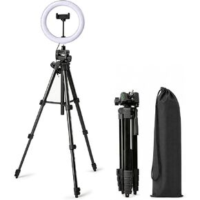 ShowMaven 10" Ring Light with Adjustable Tripod, LED Ring Lighting with Phone Holder & Remote, Photography Light Kit for Selfies, Live Streaming, Video Recording, TikTok & YouTube (65.0" Tripod) in Kuwait