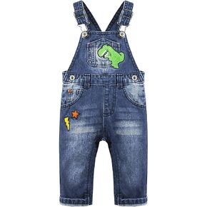 KIDSCOOL Toddler Baby Denim Overalls Striped Patch Jean Bib Romper Jumpsuit | Toddler baby denim overalls, unisex striped patch jean bib romper, infant snap crotch jumpsuit, soft cotton toddler outfit in Saudi Arabia