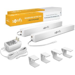 somfy Rechargeable Battery Pack 2-Pack & Charger Bundle - Power Blinds, Shades, Curtains - Long-Lasting, Easy Install - Wall Mount Clips Included - #9021217, #9025166 in Saudi Arabia