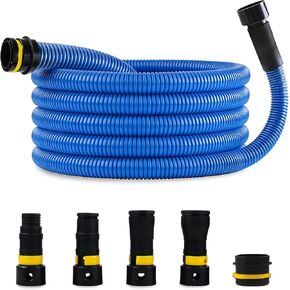 1 1/4 Inch x 17 Ft. Dust Collection Hose for Home and Workshop Vacuums | Shop Vac Hose Extension with 5 Fittings/Adapters for Multiple Brands of Power Tools and Sanders in Saudi Arabia