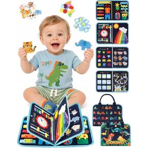 GONINO Toddler Busy Book Montessori Toys for Boys, Dinosaur Felt Busy Board | Quiet Activity Book, Preschool Learning Sensory Toys, Fine Motor Skills, Travel Toy for Airplane Car, Boys Birthday Gifts 3+ in Kuwait