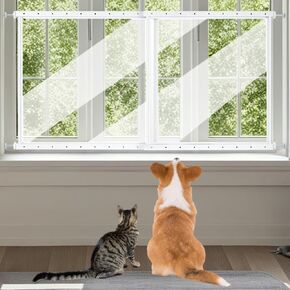 beeNbkks Clear Pet Window Guard, 29" Tall Acrylic Safety Barrier | No-Drill Pressure Mounted Transparent Window Barrier Fits 32"-62" Wide Openings, Safe Sunbathing Spot for Cats and Dogs in Saudi Arabia