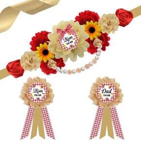 Cowgirl Baby Shower Maternity Sash Kit Pink Western Rodeo Belly Belt a Little Cowgirl Is on the Way Mom Dad to Be Corsage Pins for Women Western Cowboy Gender Reveal Photo Props in Kuwait