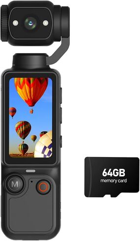 Molegar Mini Vlogging Camera Portable Handheld Video Camcorder with 180° Rotating Lens, 5MP HD Recording, 2000mAh Battery,64GB Card, One Button Recording Pocket Cam for Travel, Daily Life in Kuwait