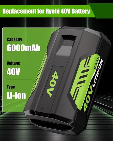 2 Pack 40V 6.0Ah Replacement for Ryobi 40V Battery Lithium Ion | Compatible with Ryobi Tools OP4060A1 OP40601 OP4075A OP4050A OP4026A OP40201 OP4040 in Kuwait