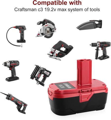 Powilling 2Pack 6.5Ah Replacement for Craftsman 19.2 Volt Lithium Battery C3 XCP 130279005 1323903 130211004 11045 with Craftsman 19.2 Volt Battery Charger in Kuwait