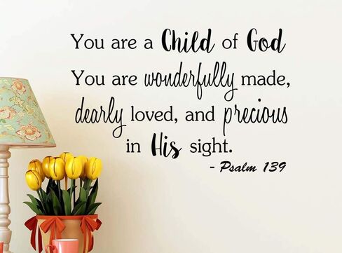 You are a Child of God You are Wonderfully Made 23 x 15 Vinyl Wall Quote Decal Sticker Church Religious Calligraphy Corinthians Nursery Art Decor Motivational Inspirational Decorative Lettering in Saudi Arabia