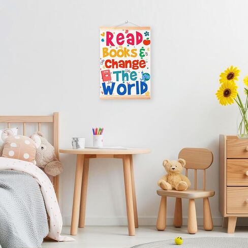 Read Books & Change The World Poster Hanger Frame,Reading Corner Decor | Classroom Bookshelf Bookrack Banne Decor/Inspirational Reading Quote Wall Art for Library Playroom Kids Room/16x12 In in Saudi Arabia
