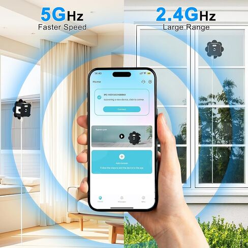 2.5K Window Camera,2.4GHz & 5GHz WiFi Indoor Cameras for Home Security with Full Color Night Vision,24/7 Recording,Motion Detection,Compatible with Alexa,2-Way Audio, Siren, Easy & Quick Installation in Kuwait