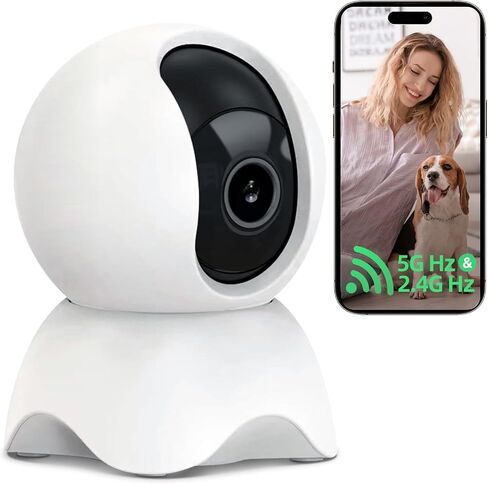 Security Indoor Camera, 1080P HD Dog & Baby Monitor, 5/2.4GHz with Motion Detection，SD & Cloud Storage，Night Vision Pet & Baby Camera Two Way Audio, Privacy Mode in Kuwait
