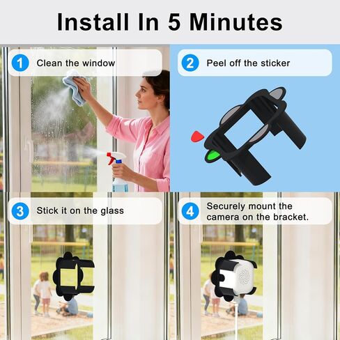 2.5K Window Camera,2.4GHz & 5GHz WiFi Indoor Cameras for Home Security with Full Color Night Vision,24/7 Recording,Motion Detection,Compatible with Alexa,2-Way Audio, Siren, Easy & Quick Installation in Kuwait