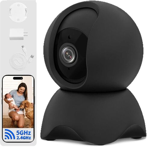 Security Indoor Camera, 1080P HD Dog & Baby Monitor, 5/2.4GHz with Motion Detection，SD & Cloud Storage，Night Vision Pet & Baby Camera Two Way Audio, Privacy Mode in Kuwait