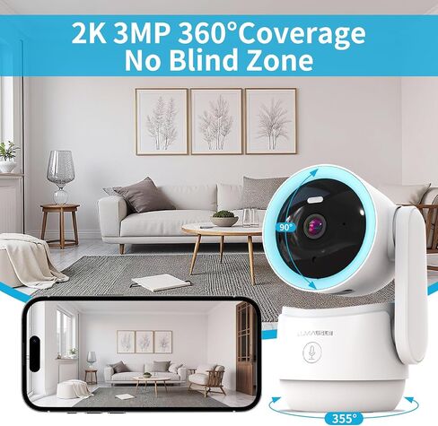 Indoor PTZ Security Camera, 2K 3MP Pan-Tilt with Privacy Mode, No Subscription, 32GB TF Card Included, Dual-Band 5G/2.4G WiFi, AI Motion Detection, Night Vision, 2-Way Audio, Siren (Blue) in Saudi Arabia