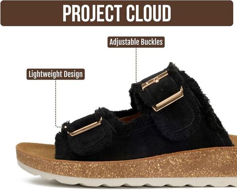 صنادل نسائية مريحة من Project Cloud، صنادل منصة للنساء (فاتحة) | خفيف الوزن، نعل داخلي ناعم من القطيفة، إبزيم غير قابل للانزلاق، متين، حذاء مهترئ، كاجوال للشاطئ، صيفي، نمط يومي، يمكن ارتداؤه طوال اليوم in Kuwait