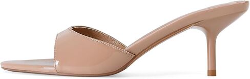 Dsevht Kitten Heels for Women Pointed Open Toe Slip on Mules Patent Leather Heeled Sandals Low Stiletto Heel Backless Dress Pumps for Wedding Party Office Summer Shoes in Kuwait