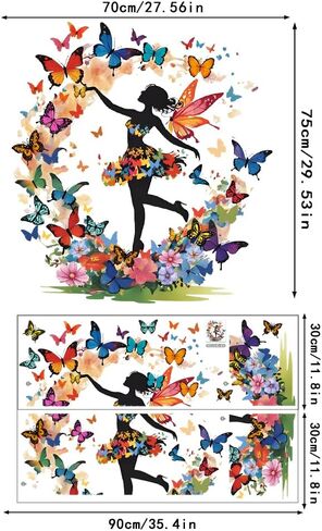 Butterfly Girl Wall Stickers Colorful Butterflies Wall Decals Fairy Flower Peel and Stick Wall Art Decals for Girls Bedroom Baby Nursery in Saudi Arabia