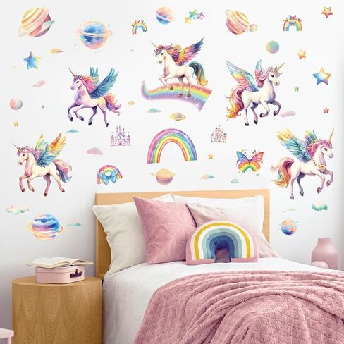 SHUCHING Unicorn Rainbow Wall Decal Sticker for Girl Room | Room Decor for Nursery Playroom Kids Bedroom in Saudi Arabia