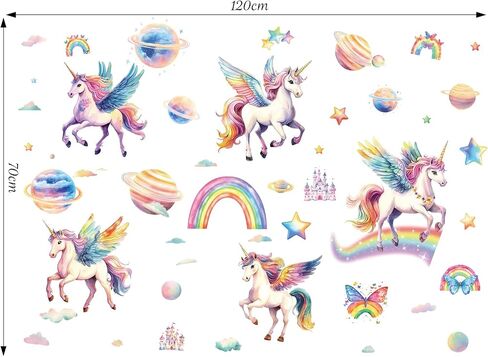 SHUCHING Unicorn Rainbow Wall Decal Sticker for Girl Room | Room Decor for Nursery Playroom Kids Bedroom in Saudi Arabia
