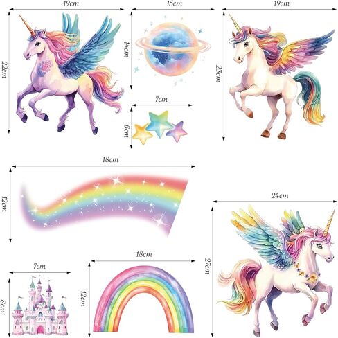 SHUCHING Unicorn Rainbow Wall Decal Sticker for Girl Room | Room Decor for Nursery Playroom Kids Bedroom in Saudi Arabia