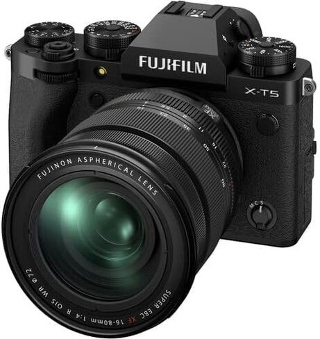 مجموعة عدسات وكاميرا رقمية بدون مرآة X-T5 من فوجي فيلم (مع XF16-80MM + مجموعة ملحقات BuzzPhoto Pro، أسود) in Kuwait