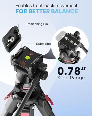 CAMBOFOTO Tripod Fluid Head Pan Tilt Head, Compact Video Head Mount | Aluminum Tripod Head with 1/4" Arca Swiss QR Plate & Adjustable Handle, Load 15lb/6.8kg for Lightweight Video Cameras DSLR in Kuwait