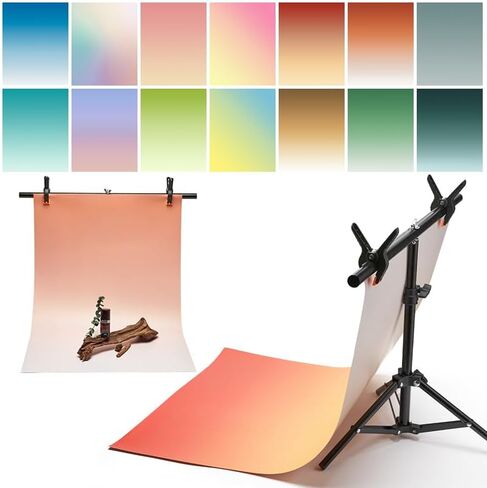 7PCS 14Patterns Product Photography Backdrops with Stand | Flat Lay Seamless 34x23in Gradient Paper Props - Tabletop Photo Backdrop Shoot for Jewelry Cosmetics Food in Saudi Arabia