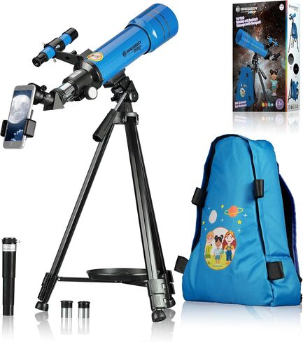 Bresser Junior Children's Telescope 70/400 Lens Telescope for Children from 8 Years, Astronomy Beginners, Telescope with Backpack, Accessories & Smartphone Holder, Night Sky Observation, Blue in Saudi Arabia