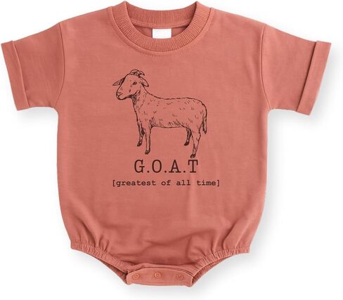GOAT Baby Romper, Greatest of All Time Goat Baby Bodysuit | 100% cotton, printed in California, shipped from USA, Soft breathable fabric, machine washable in Kuwait
