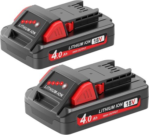 Worthmah 2 Pack 4.0Ah 18V Batteries Replace for Milwaukee M18 Battery Lithium lon 48-11-1815 48-11-1840, Compatible with m18 Milwaukee Battery Charger and 18 Volt Cordless Power Tools in Kuwait