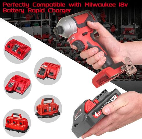Worthmah 2 Pack 4.0Ah 18V Batteries Replace for Milwaukee M18 Battery Lithium lon 48-11-1815 48-11-1840, Compatible with m18 Milwaukee Battery Charger and 18 Volt Cordless Power Tools in Kuwait