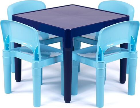 Humble Crew Toddler Table and Chair Set for Kids, Indoor Outdoor, Plastic | Lightweight 5 piece activity desk, easy to clean surface, great for crafts, snacks, and homework in any playroom or bedroom in Saudi Arabia