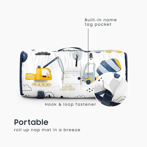 Wake In Cloud - Toddler Nap Mat with Pillow and Minky Fleece Blanket, for Kids Boys Ages 3 Plus in Daycare Preschool, Roll Up Sleeping Bag, Excavator Construction Car in Saudi Arabia