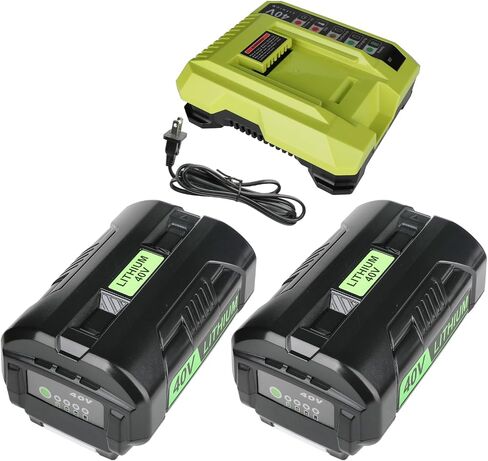 2-Pack 6.0Ah Replacement for Ryobi 40V Battery & OP401 Charger Kit, 40 Volt Lithium Ion Battery Compatible with OP4026 OP40261 OP4050 OP4040 OP40401 OP40601 OP40201 RY40180 (3-Pack) in Kuwait