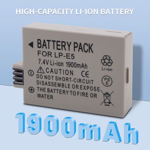 1-Pack Battery and AC Wall Charger Replacement for Canon LP-E5 LPE5 Battery, Canon LC-E5, LC-E5C, LC-E5E Charger, EOS Rebel XSi, EOS Rebel XS, EOS Rebel T1i, EOS 450D Cameras in Saudi Arabia