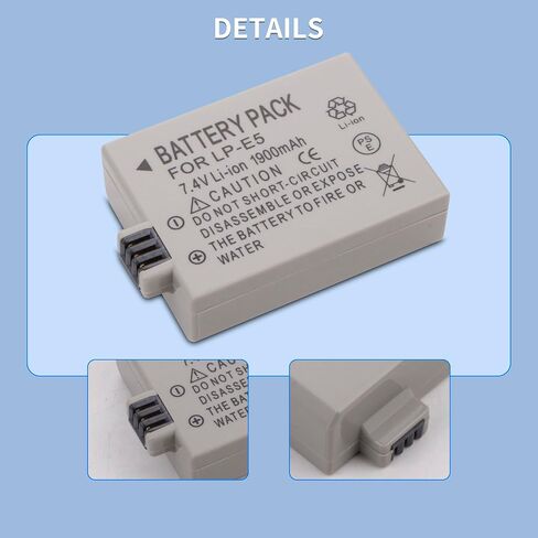 1-Pack Battery and AC Wall Charger Replacement for Canon LP-E5 LPE5 Battery, Canon LC-E5, LC-E5C, LC-E5E Charger, EOS Rebel XSi, EOS Rebel XS, EOS Rebel T1i, EOS 450D Cameras in Saudi Arabia