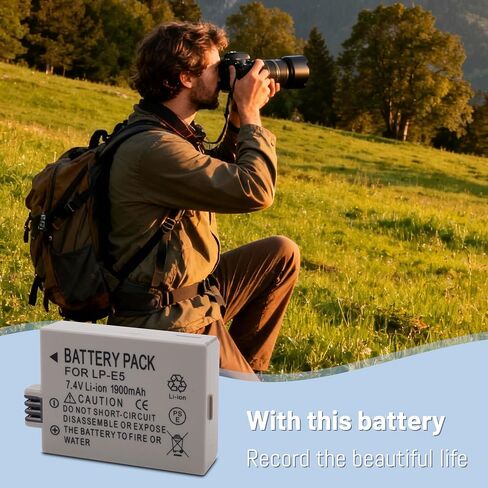 1-Pack Battery and AC Wall Charger Replacement for Canon LP-E5 LPE5 Battery, Canon LC-E5, LC-E5C, LC-E5E Charger, EOS Rebel XSi, EOS Rebel XS, EOS Rebel T1i, EOS 450D Cameras in Saudi Arabia