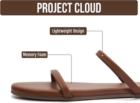 صنادل صيفية من Project Cloud للنساء مع نعل داخلي من الإسفنج الذكي (انتقالي) | نعل داخلي من إسفنج الذاكرة؛ شبشب الشاطئ؛ نعل غير قابل للانزلاق؛ أشرطة مزدوجة خفيفة الوزن؛ صنادل صيفية للنساء؛ الراحة اليومية in Kuwait