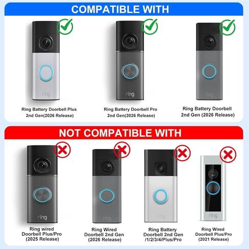 No Drill Anti-Theft Mount for Ring Battery Doorbell/Plus/Pro 2nd Gen(2026 Release), Adjustable Metal Door Clamp Holder for Ring Camera Doorbell, Doorbell Mounting Bracket for Apartment & Rental in Saudi Arabia