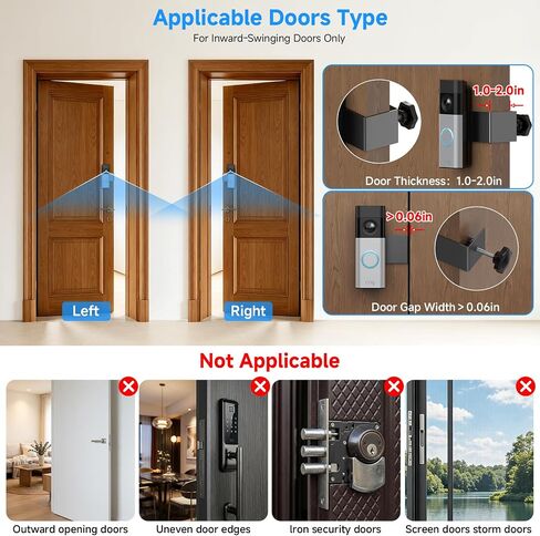 No Drill Anti-Theft Mount for Ring Battery Doorbell/Plus/Pro 2nd Gen(2026 Release), Adjustable Metal Door Clamp Holder for Ring Camera Doorbell, Doorbell Mounting Bracket for Apartment & Rental in Saudi Arabia