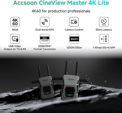 Accsoon 4K Lite HDMI/SDI Wireless Video Transmitter Receiver for Film | HDMI supports 4K60; HDMI and 3G-SDI support 1080p60 for monitoring, streaming, and filming. in Saudi Arabia