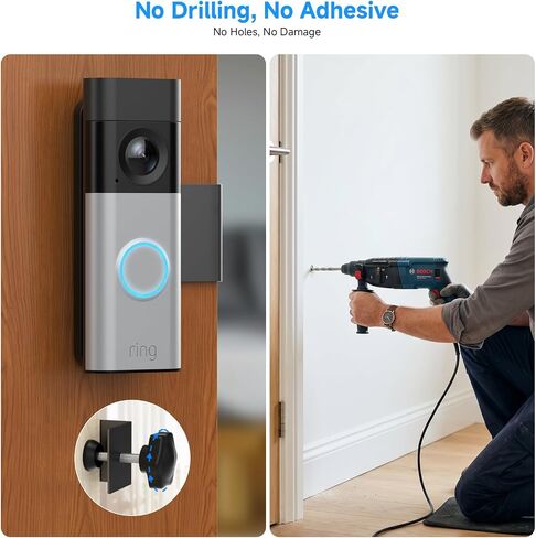 No Drill Anti-Theft Mount for Ring Battery Doorbell/Plus/Pro 2nd Gen(2026 Release), Adjustable Metal Door Clamp Holder for Ring Camera Doorbell, Doorbell Mounting Bracket for Apartment & Rental in Saudi Arabia