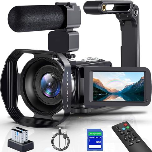 8K Video Camera Camcorder 64MP IR Night Vision Wifi Webcam Camcorders | 18X Digital Zoom Vlogging Cameras for YouTube with 3.0"Touch Screen Stabilizer, Mic, 64G SD Card, Remote Control, 2 Batteries in Saudi Arabia